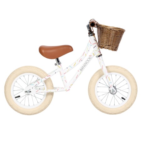 Bicicleta sin pedales vintage Banwood con decoración x Marest - Allegra Blanca-N