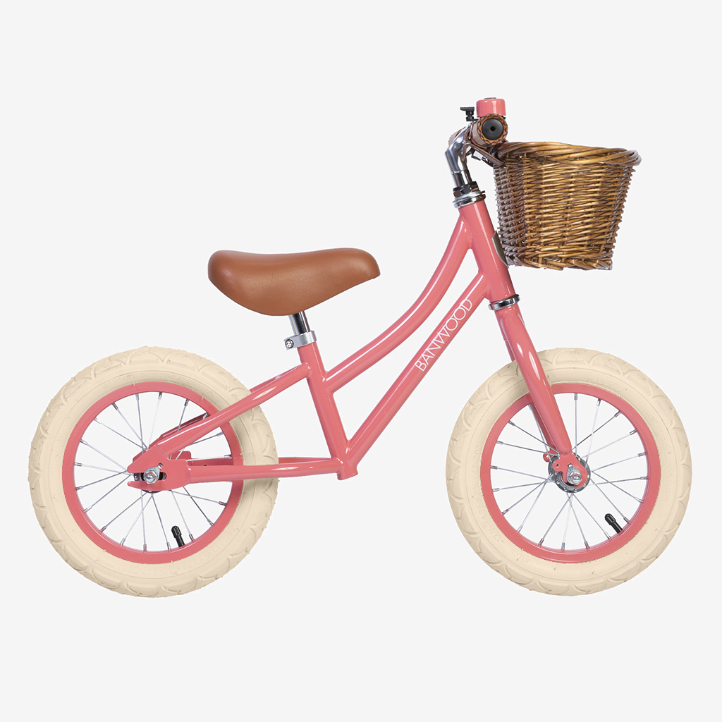 Retro-speelgoed, Verjaardagscadeau voor 2- tot 5-jarig meisje, Koraalkleurige fiets