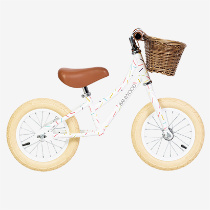 Bicicleta sin pedales vintage Banwood con decoración x Marest - Allegra Blanca