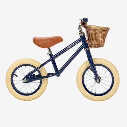 Bicicleta sin pedales vintage Banwood con decoración - Azul marino